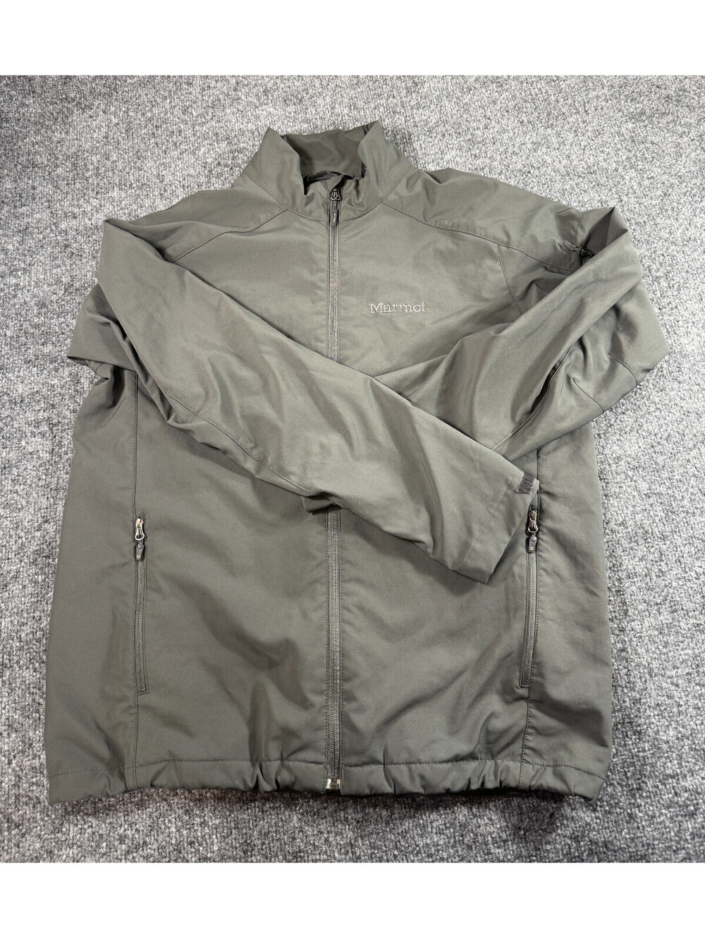 Marmot  Jacket Men's Size Large Gray Fleece Lined Full Zip Softshell Jacket